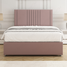 (4ft6" Double, Silver) Monaco Divan Bed with Plush Velvet 24" Headboard and 2 Storage Drawer Included