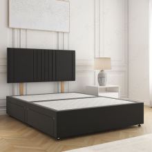 (6ft Super King, Black) Monaco Divan Bed with Plush Velvet 24" Headboard and 2 Storage Drawer Included