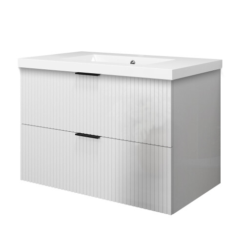 Vanity Unit Basin Sink Resin Gloss White Wall Hung 800mm 1