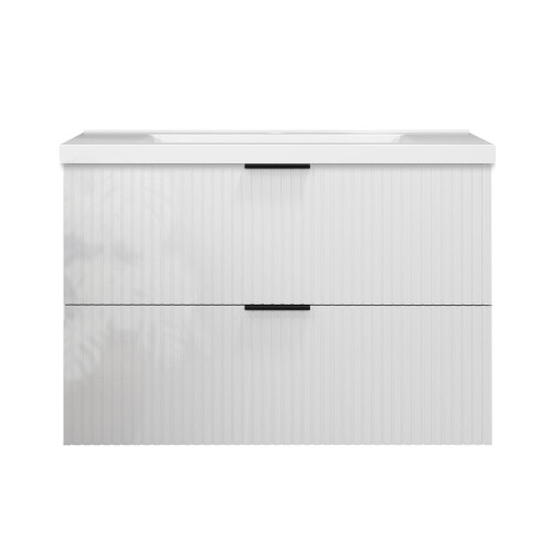 AICA Gloss White 800mm Wall Hung Bathroom Vanity Unit with Ceramice Basin 2
