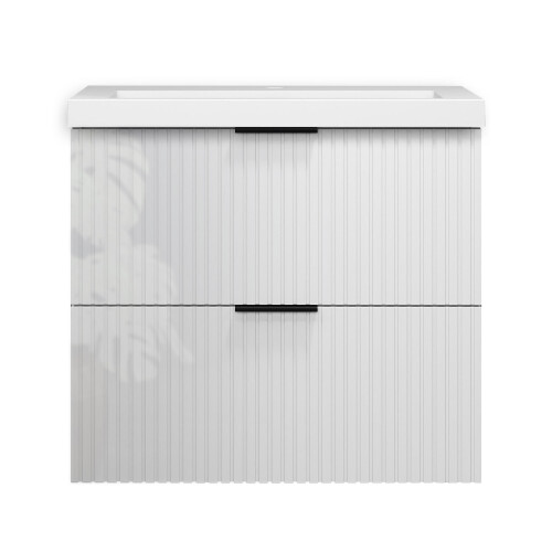 AICA Gloss White 600mm Wall Hung Bathroom Vanity Unit with Resin Sink 2