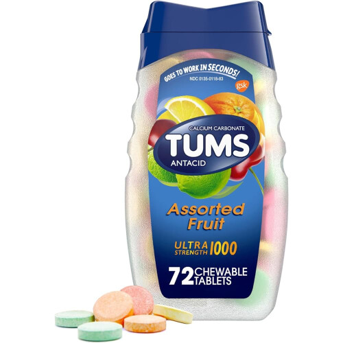 Tums TUMS Ultra Maximum Strength Chewable Tablets, Assorted Fruit - 72