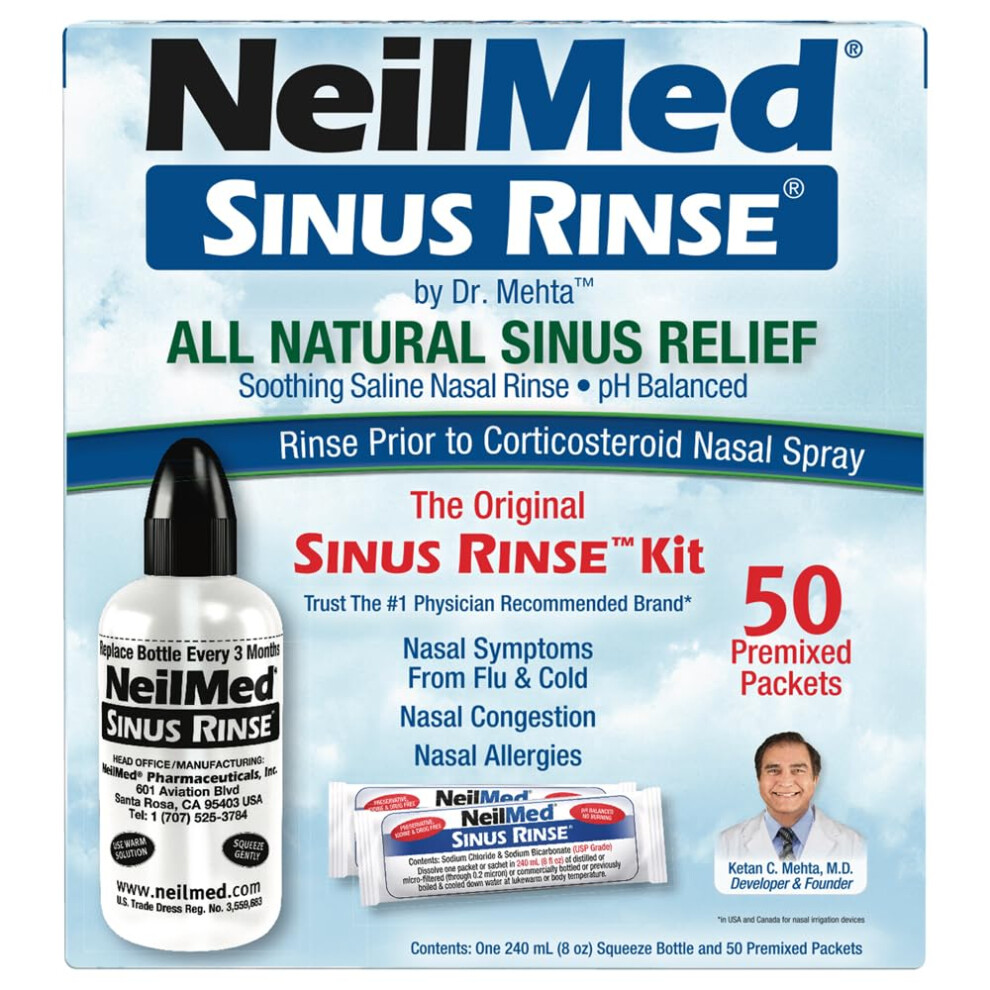 Neilmed Sinusrinse Saline Nasal Rinse Kit 50 Sachets