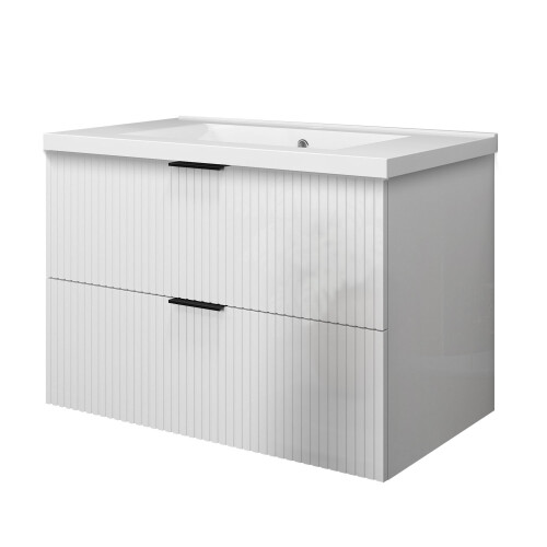 AICA Gloss White 800mm Wall Hung Bathroom Vanity Unit with Ceramice Basin 1