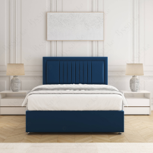 (Blue, 5ft King (No Mattress))) Canes Divan Bed Plush Velvet 24” Headboard 2 Storage Drawers Mattress