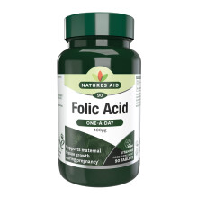 Natures Aid Folic Acid 400mcg – Supports Prenatal Health, Red Blood Cell Formation, DNA Synthesis – Vegan, Non-GMO, Gluten-Free – High Potency N