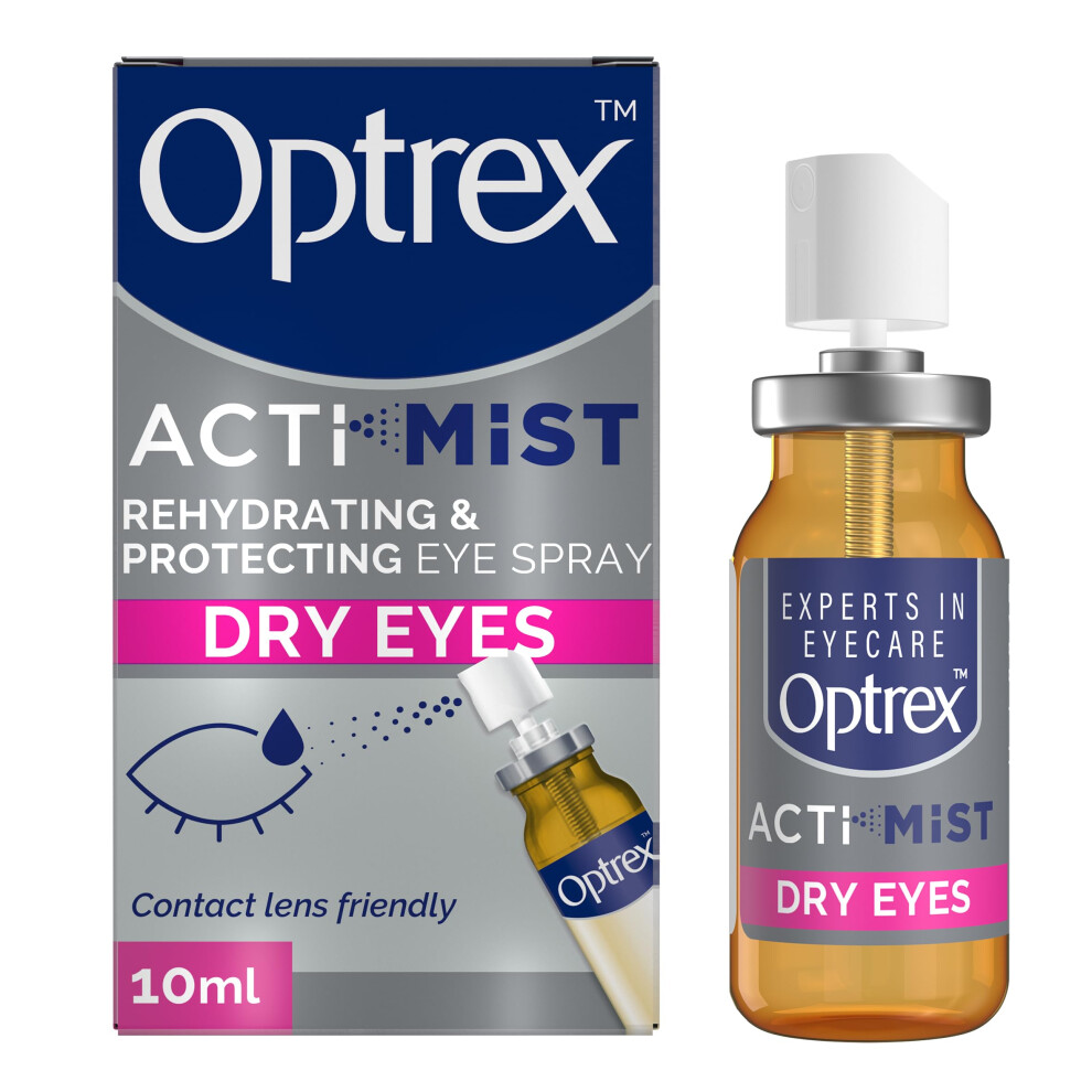 Optrex Actimist, Dry Eyes, 10Ml, Rehydrating & Protecting Eye Spray ,Instant, Long-Lasting Relief, Dual Action Relief For Tired, Dry Eyes, Treatment