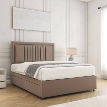 (Mink, 6ft Super King (with Mattress))) Canes Divan Bed Plush Velvet 24” Headboard 2 Storage Drawers Mattress