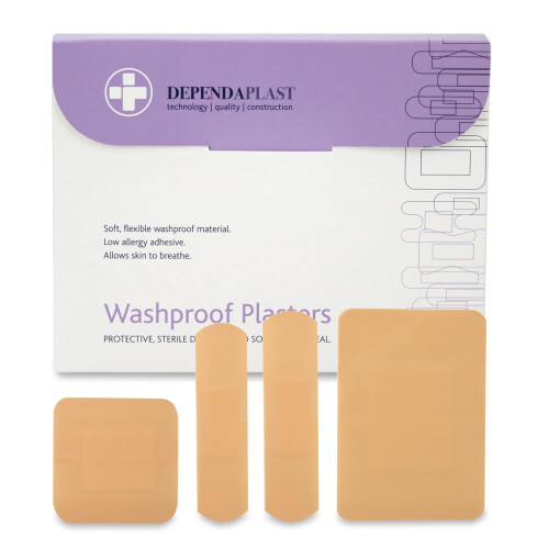 Dependaplast Washproof Plasters Assorted, Flexible PU Plastic Film,
