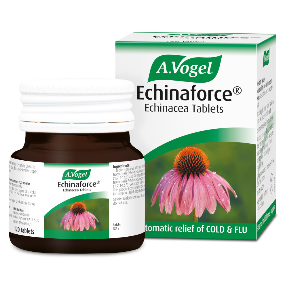 A.vogel Echinaforce Echinacea Tablets Relieves Cold & Flu Symptoms By Strengthening The Immune System, 120 Tablets