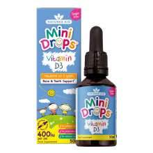 Natures Aid Mini Drops Vitamin D3 50ml for Infants & Kids - Bone, Teeth, Health & Immune System Support - Sugar Free, Vegan, Glute