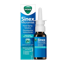 Vicks Sinex Micromist, Decongestant Nasal Spray for Blocked Nose Due to Cold Or Rhinitis 15ml