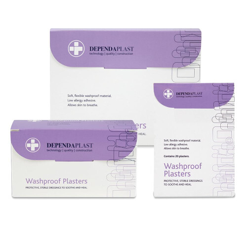 Dependaplast Washproof Plasters Assorted, Flexible PU Plastic Film, 2