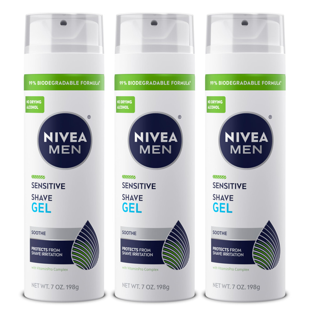 Photos - Razor / Razor Blade NIVEA FOR MEN Sensitive, Shaving Gel 7 oz (Pack of 3)