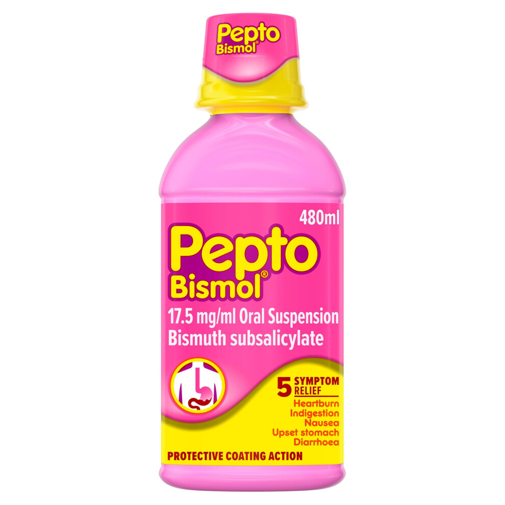 Pepto Bismol Pepto-Bismol For Nausea, Heartburn, Indigestion, Upset Stomach And Diarrhoea, 5 Symptom Relief 480Ml
