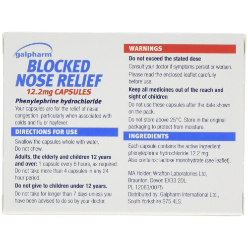 Galpharm Blocked Nose Relief 12 Capsules x 5 Boxes (60 Capsules) 1