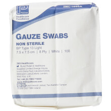 C&P MEDICAL 7.5 cm x 7.5 cm Gauze Swabs - Pack of 100