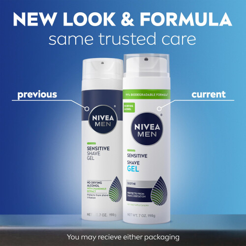 NIVEA FOR MEN Sensitive, Shaving Gel 7 oz (Pack of 1