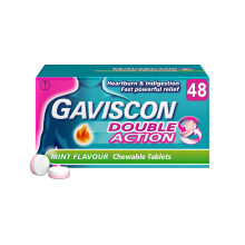 Gaviscon Double Action Tablets, Mint Flavour, 48 Indigestion and Heart