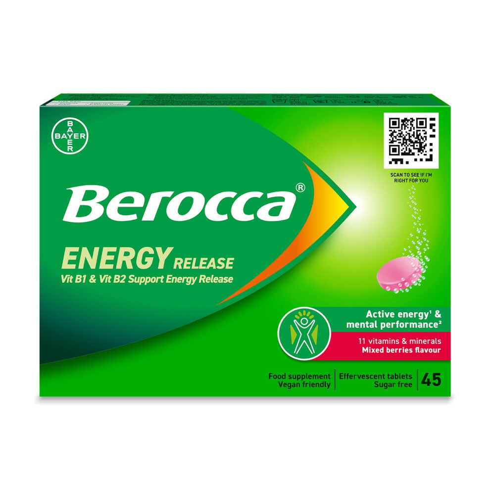 Berocca Vitamin C Effervescent Tablets - Including B Vitamins, Magnesium, Calcium & Zinc - Support Energy Release & Immune System