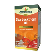 Natures Aid Sea Buckthorn Oil 500mg – Omega-7 High Strength – Supports Skin, Imm