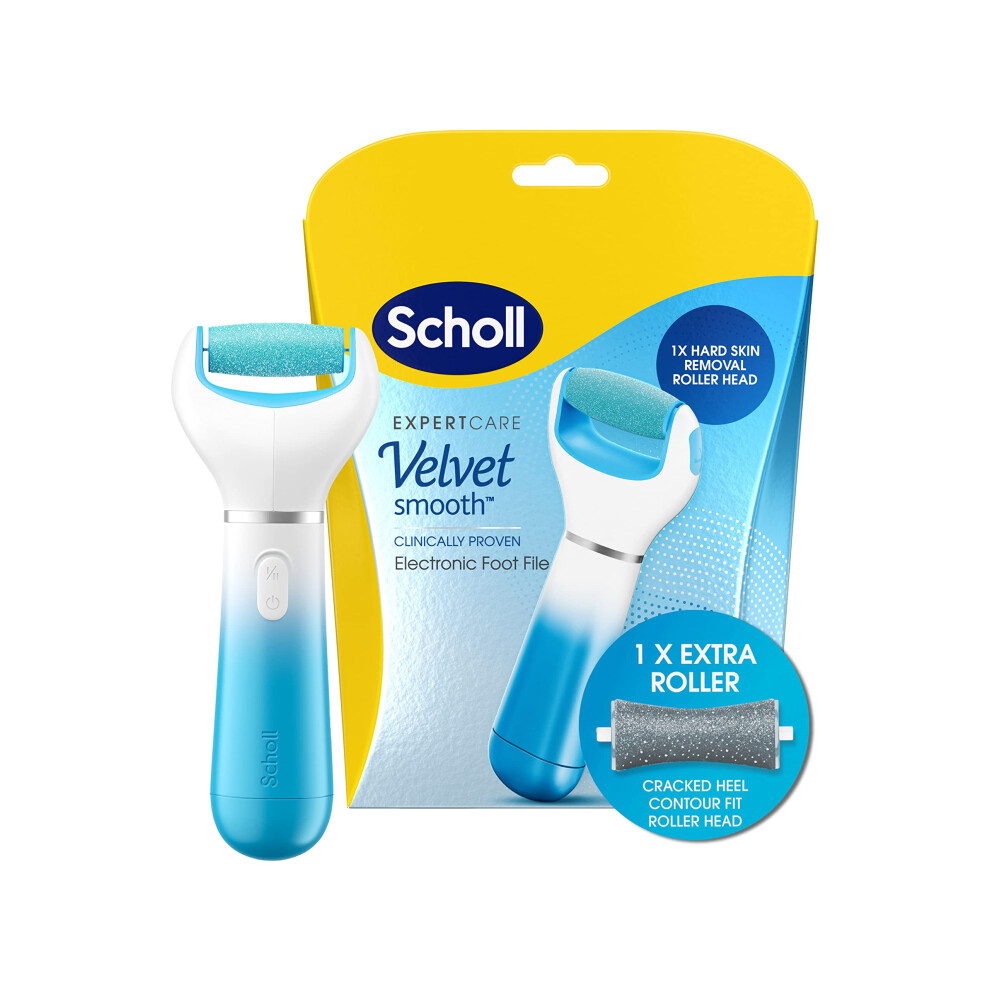 Dr. Scholl's Scholl Velvet Smooth Electric Foot File With Cracked Heel Refill - Pedicure Foot File For Hard Skin And Callus Removal, Includes V
