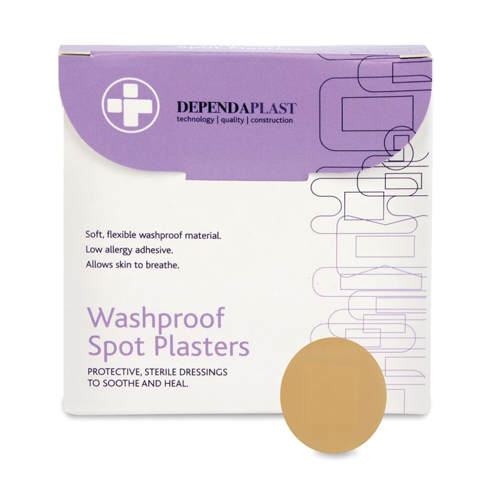 Reliance Medical Dependaplast Washproof Spot Plasters With Protective Film, Sterile Dressings To Soothe And Heal, Non-Perforated, Acrylic, Low Allerg