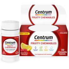 Centrum Fruity Chewables Tablets, chewy vitamins for adults, with 13 essential vitamins including vitamin C, D, and Zinc, 30 ct