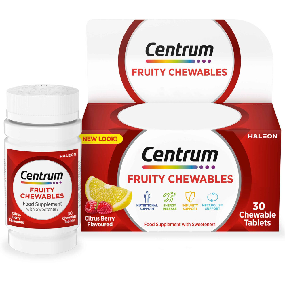 Centrum Fruity Chewables Multivitamin, Chewy Vitamins For Adults, With Vitamin C