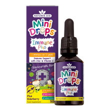 Natures Aid Mini Drops Immune Plus for Kids 50ml - Immune Support with Zinc and Vitamin C - Sugar Free, Vegan, Non-GMO, Natural Su