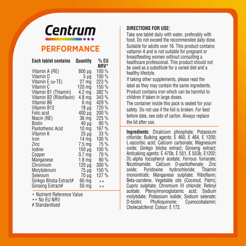 Centrum Centrum Performance Tablets Multivitamin & Mineral Supplements, 21 essential nut 1
