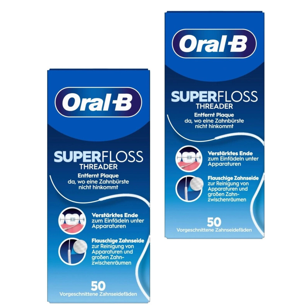 Oral-B Superfloss Threader, Removes Plaque & Tartar, Dental Floss For Braces, Appliances, 50 Strands