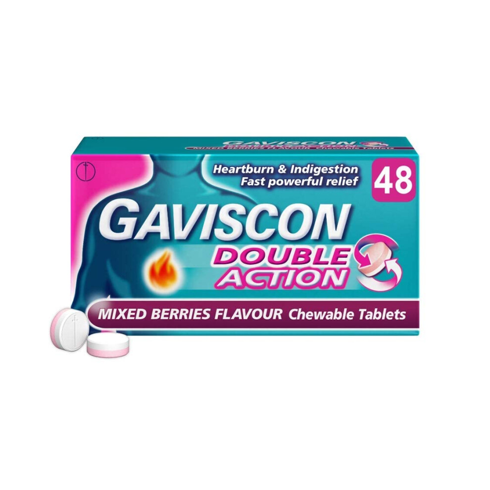 Gaviscon Double Action Tabs Heartburn Indigestion Mixed Berry 48S