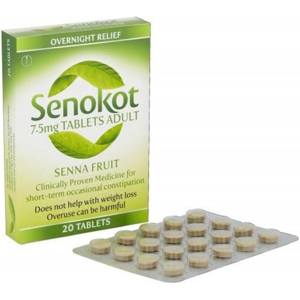 Senokot 7.5Mg 20 Tablets | Natural Senna Fruit Laxative For Constipation Relief