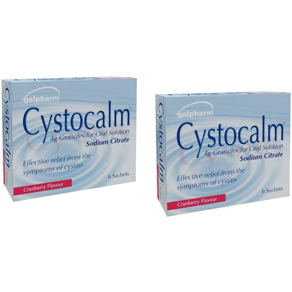 Espice Set Of 2 Pack Cystitis Relief From Burning Pain, Cystocalm 12 Sachets 4G Granules Cranberry