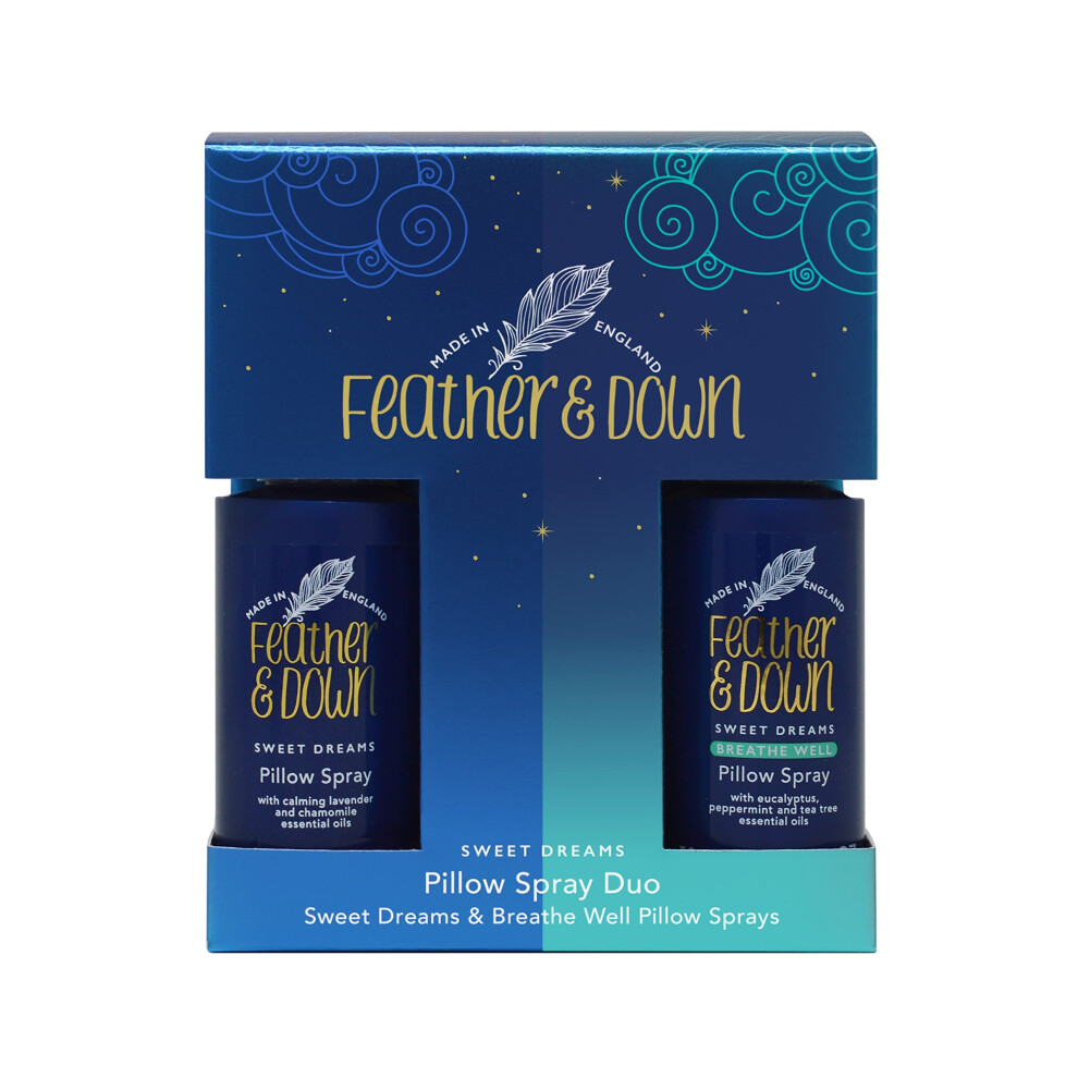 Feather & Down Lavender Pillow Spray Duo, Sleep Gift Set With Mist And Breathe Well Blend, Cruelty Free And Vegan, Relaxation Gift Set