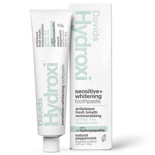 Davids Nano Hydroxyapaite Natural Toothpaste for Sensitivity, Peppermint, Flouri