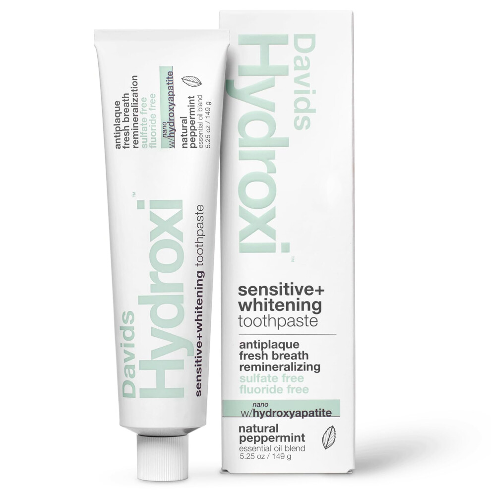 Davids Nano Hydroxyapaite Natural Toothpaste For Sensitivity, Peppermint, Flouride Free, Sls Free, Remineralize Enamel, Gentle Whitening, Recycable M