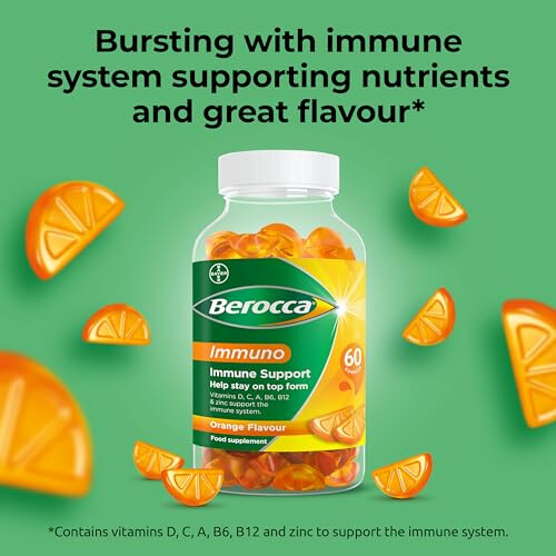 Berocca Immuno Multivitamin Gummies - Immune System Support Including Vitamin D, C, A, B-Complex (B6, B7, B12), E and Zinc - Suppl 1
