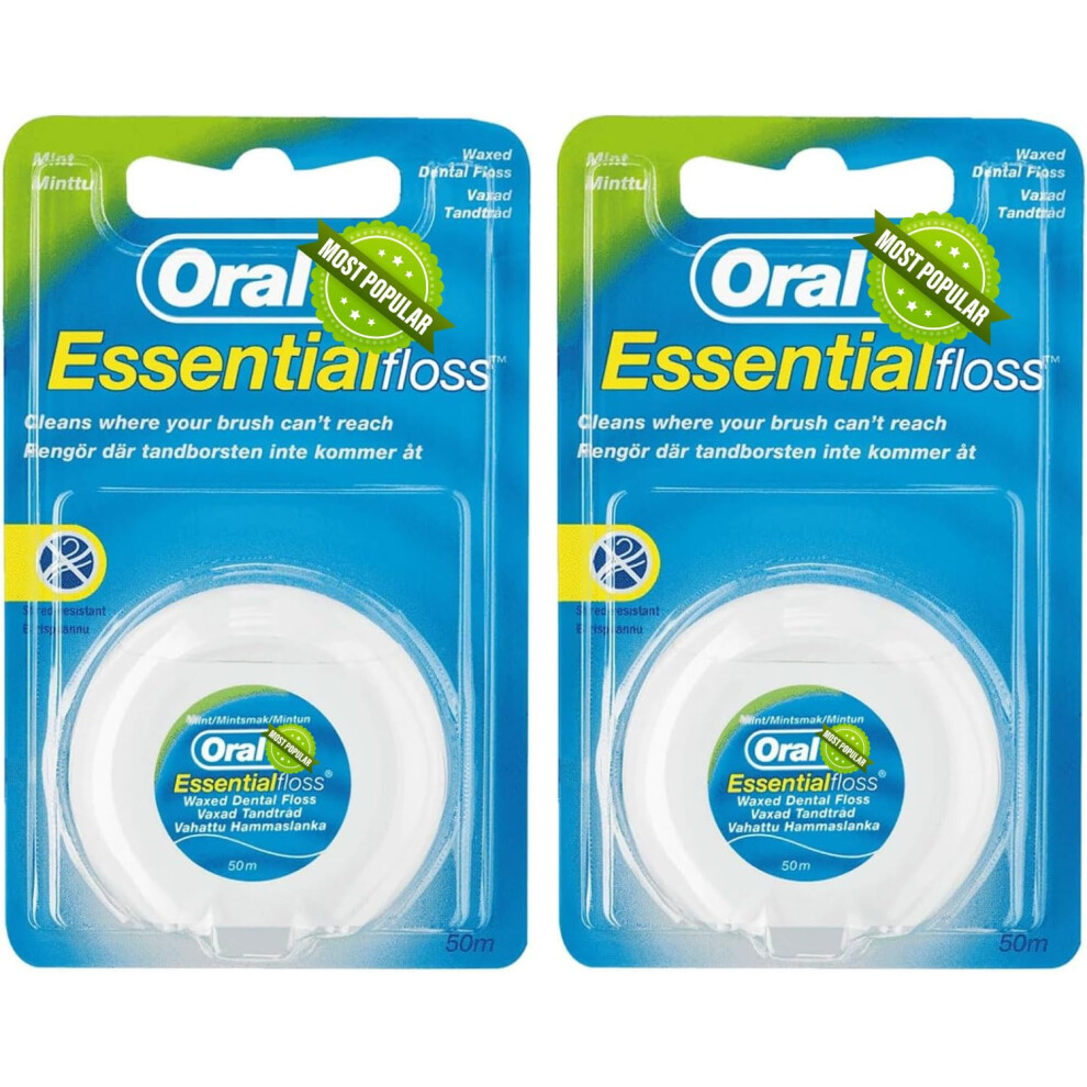 High Vibrant | Oral Essential Floss, Waxed Mint Flavor, 50M, Pack Of 2