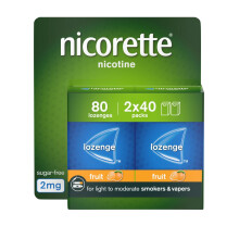 Nicorette Fruit 2mg Lozenge, 80 Lozenges (2 x 40 Packs), Effective and Discreet