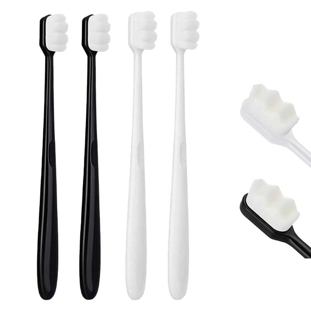 Doukesh 4 Pcs Soft Bristle Toothbrush, Extra Ultra Soft Micro Nano Toothbrush For Adults, Manual Toothbrushs With 20000 Bristles For Sensitive Teeth & Gums(B