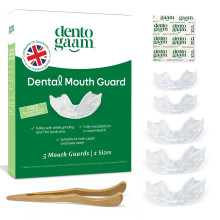 Dentogaam Mouth Guard for Teeth Grinding – 5 Custom-Fit Night Guards (2 Sizes) for Adults, with Cleaning Tablets & Wooden Tweezers