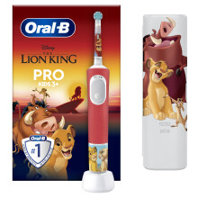 Oral-B Pro Kids Electric Toothbrush, 1 Handle Featuring Disney The Lion King, 1 Toothbrush Head, 1 Travel Case, Designed by Braun,