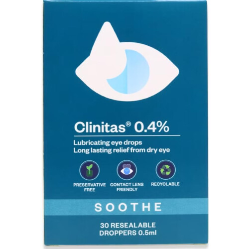 Clinitas Preservative Free Lubricant Eye Drops 30 x 0.5ml, White