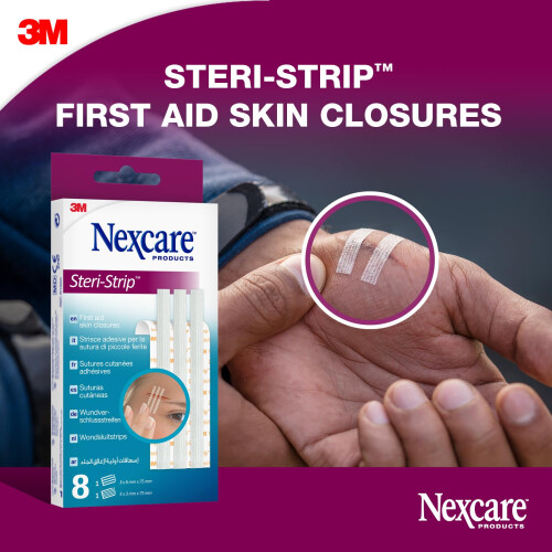Nexcare Steri-Strip Skin Closures, Assorted Sizes, 8 Plasters per 1