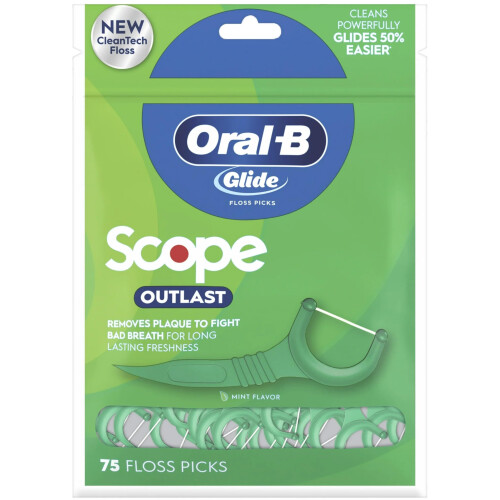 Oral-B Oral B Glide Floss Picks Plus Scope Outlast - Long Lasting Mint - 75 ct