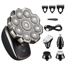 9.0 Bald Head Shaver, 6in1 Electric Head Shaver for Men, IPX7 Waterproof Wet Dry Razor with LED Display and 9D Magnetic Blades