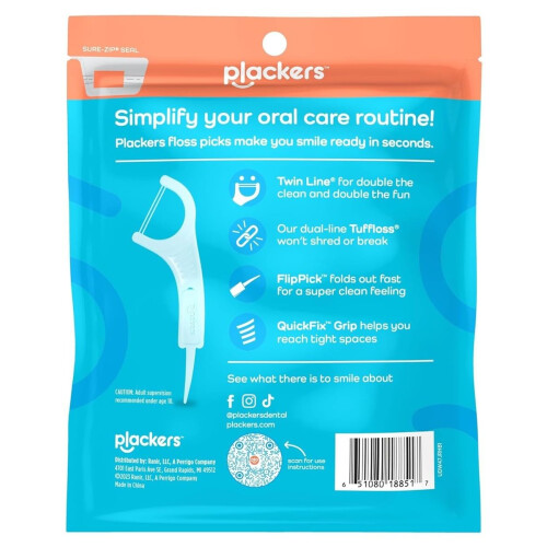 Plackers, Twin-Line, Dental Flossers, Value Size, Cool Mint, 1 x 150 Count 1