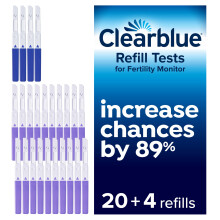 Clearblue Refill Pack for Advanced Fertility Monitor: 20 Fertility Tests for Ovulation & 4 Pregnancy Tests, 24 Units (Monitor Sold Separately), Packa
